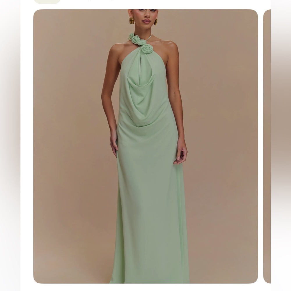 Meshki Mint Halter Maxi Dress
